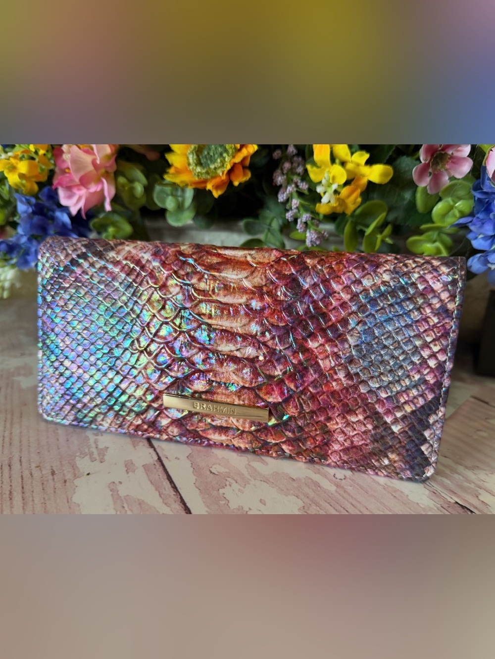 BRAHMIN ADY WALLET Dewberry Ametrine Genuine Leather HARDTOFIND NWT FIRM